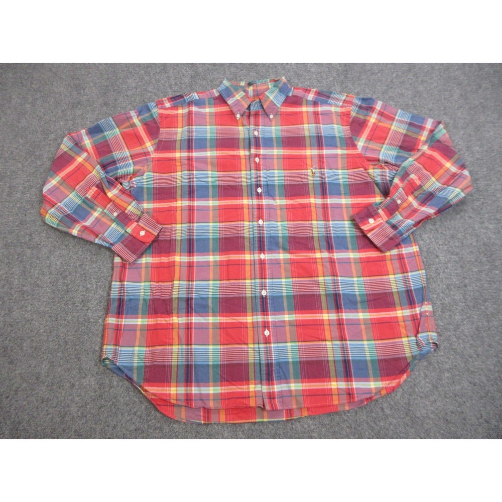Polo Ralph Lauren Shirt Mens 1XB Big Red Plaid Button Up Preppy Pony Logo